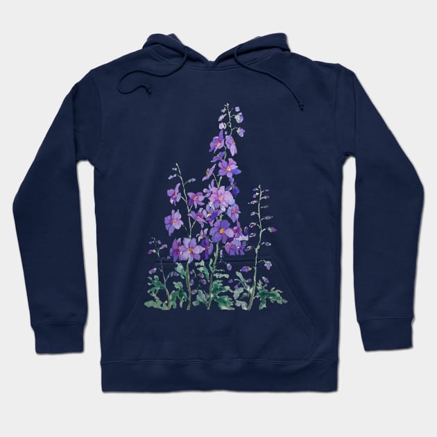 purple blue pink delphinium watercolor Hoodie by colorandcolor